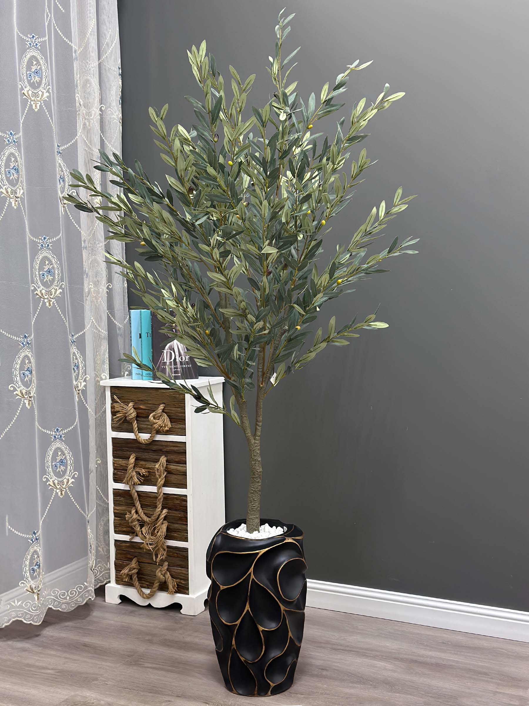 8301-7 (2) Elevate your interior with our gorgeous Artificial Olive Tree. Enjoy the charm of nature in your home or workspace all year round!