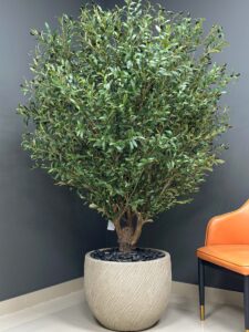 Create a serene atmosphere with our Artificial Olive Tree. Its impressive height and width bring Mediterranean charm without maintenance demands. 🏡
