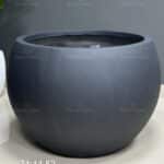 Dark Grey Smooth Round Bowl Fiberglass Planter 75×52 cm