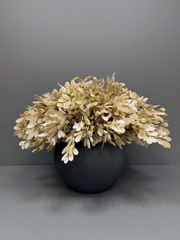 Elegant Artificial Metallic Gold Foliage Arrangement in Matte Black Vase