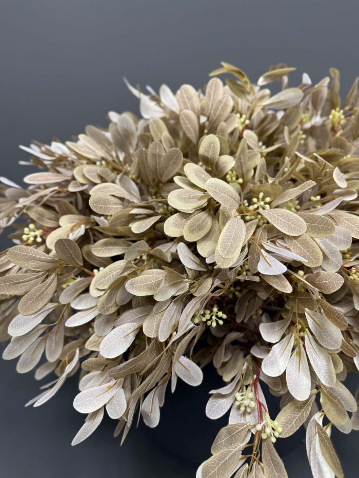 Elegant Artificial Metallic Gold Foliage Arrangement in Matte Black Vase