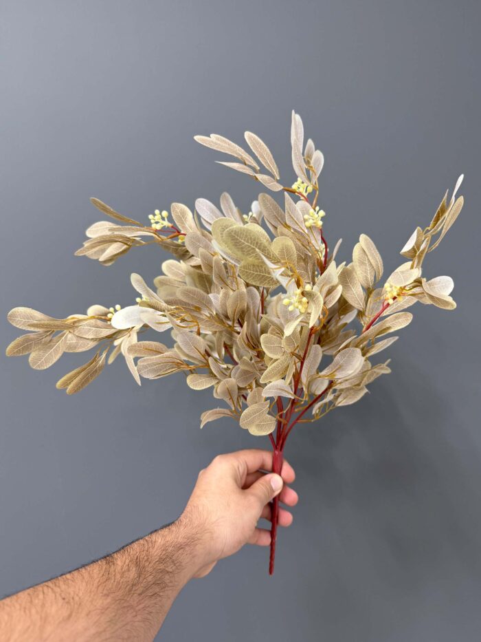 Elegant Artificial Metallic Gold Foliage Arrangement in Matte Black Vase