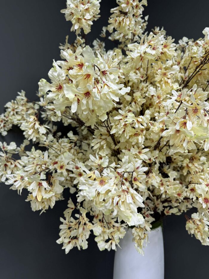 Tall Artificial Cherry Blossom – Cream & White Blooms in Modern Vase