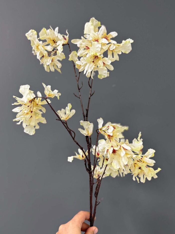 Tall Artificial Cherry Blossom – Cream & White Blooms in Modern Vase