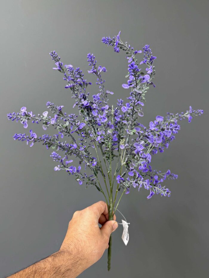 Lush Artificial Lavender & Heather Bush in Textured Grey Pot – Serene Purple Hues