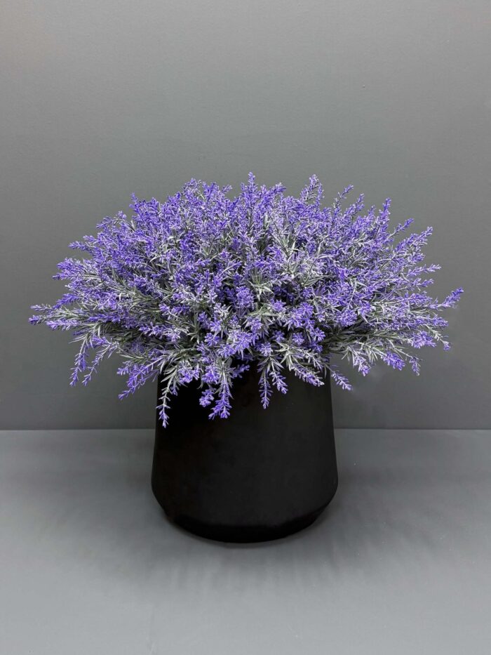 Vibrant Artificial Lavender in Matte Black Pot – Modern Purple Charm