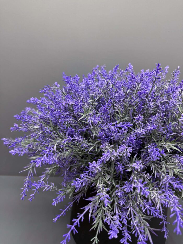 Vibrant Artificial Lavender in Matte Black Pot – Modern Purple Charm