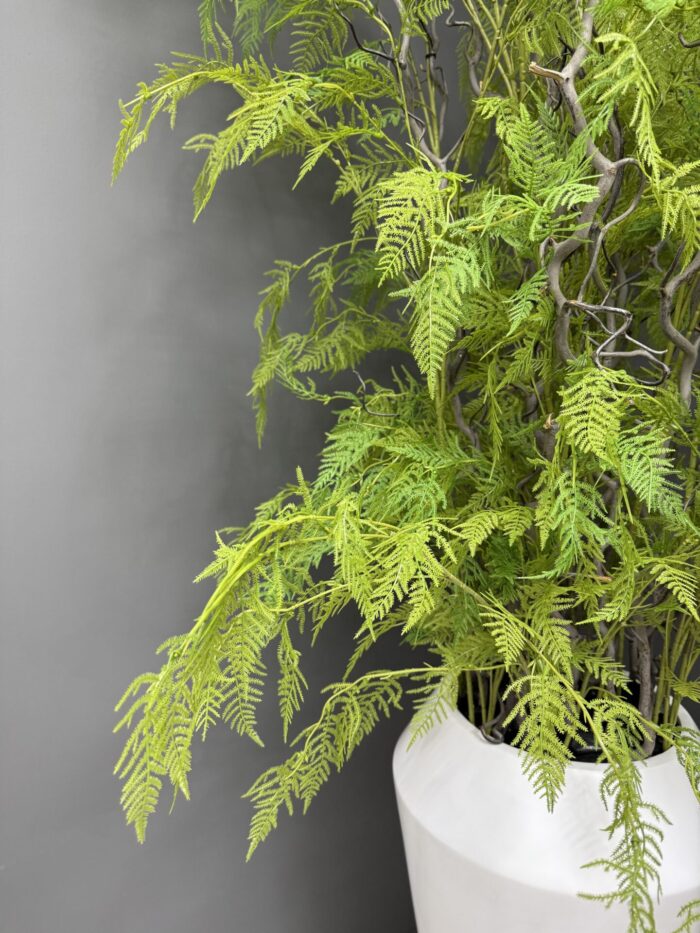 Lush Artificial Fern Tree in Modern White Vase – Vibrant Green AR14