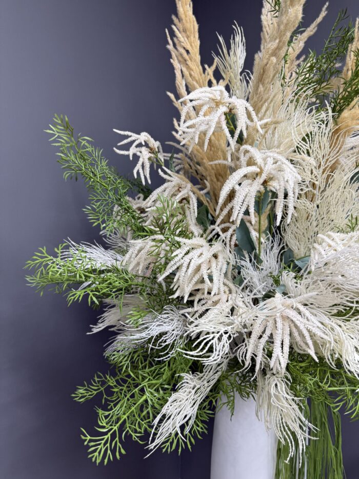 Grand Artificial Pampas Grass & Mixed Foliage Arrangement – Elegant Neutral Tones AR15