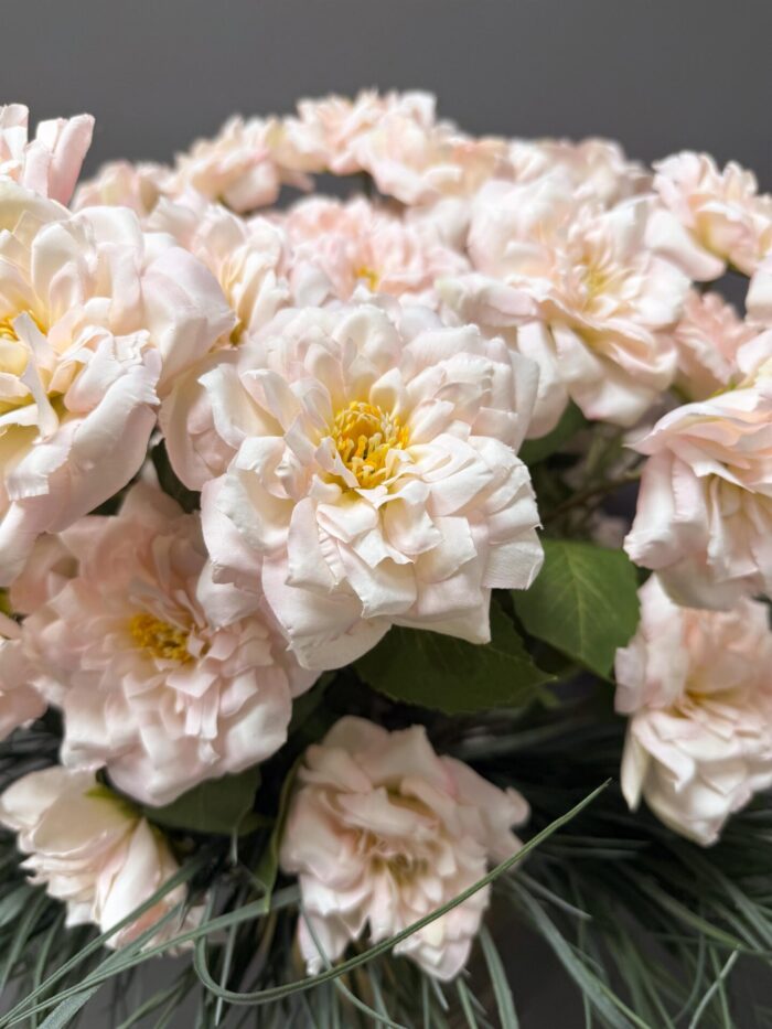 Artificial Peach-Colored Flower Arrangement in Gold Pot – Luxury Faux Floral Decor for Home & Office AR2