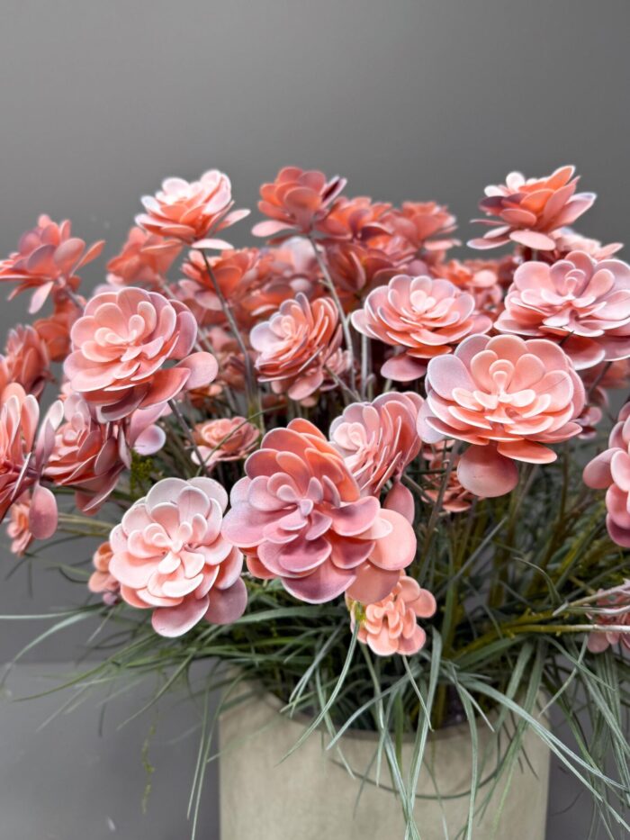 Artificial Flower Arrangement in Modern Gray Pot – Realistic Faux Floral Decor ar3