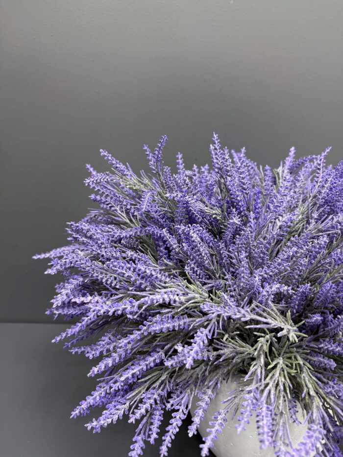 Charming Artificial Lavender in White Textured Pot – Serene Purple Hues
