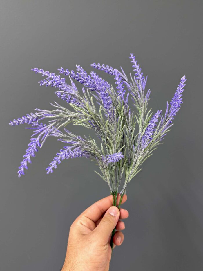 Charming Artificial Lavender in White Textured Pot – Serene Purple Hues