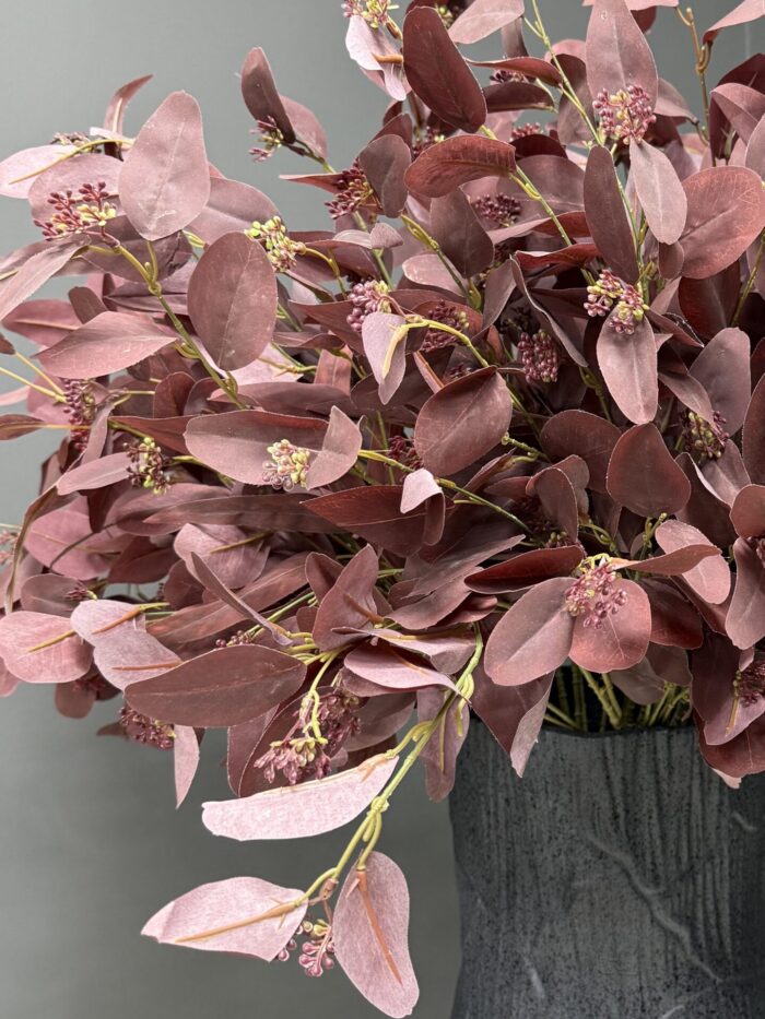 Elegant Artificial Autumnal Foliage in Textured Black Vase – Rich Fall Colors