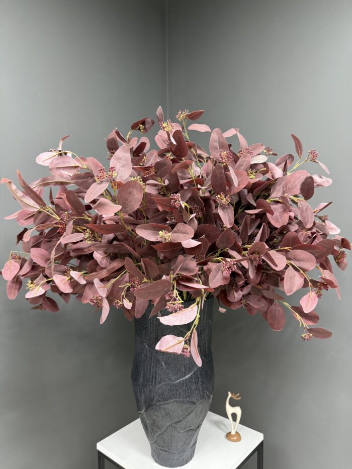 Elegant Artificial Autumnal Foliage in Textured Black Vase – Rich Fall Colors