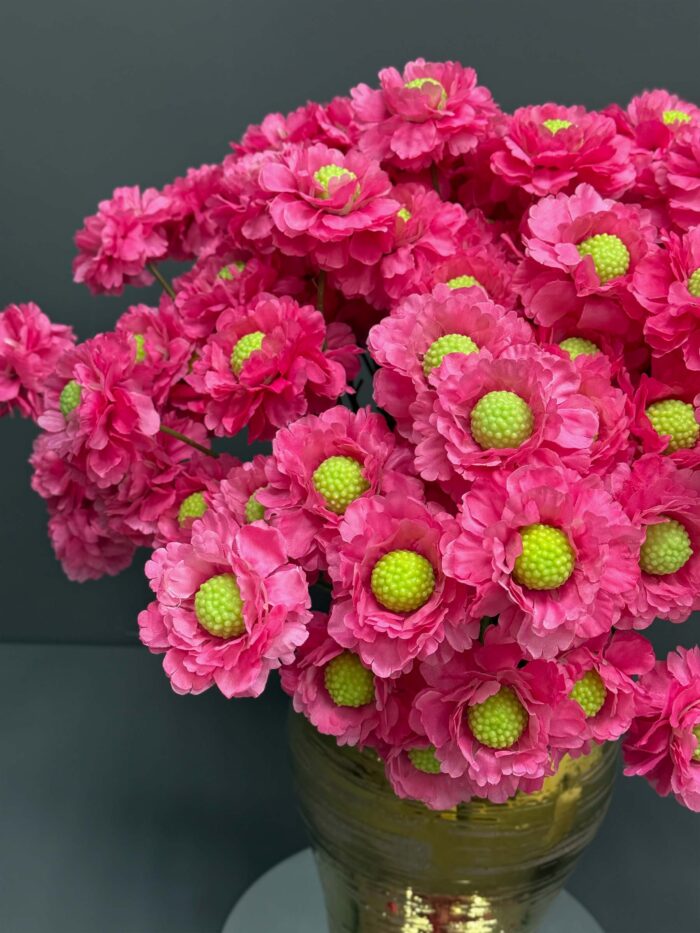 Vibrant Artificial Pink Flowers Arrangement in Polished Gold Vase – AR56