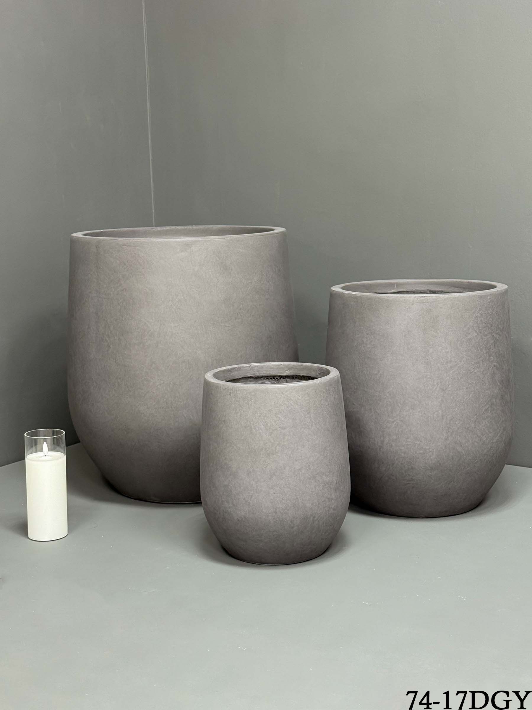 74-17DGY Fibre clay Pot - Durable Indoor/Outdoor Pots