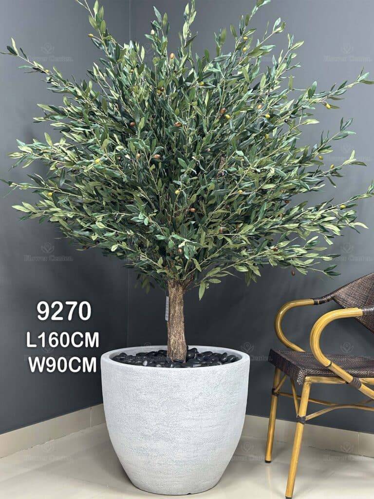 Artificial Olive Tree 160cm - Full Canopy with White Pot - 9270