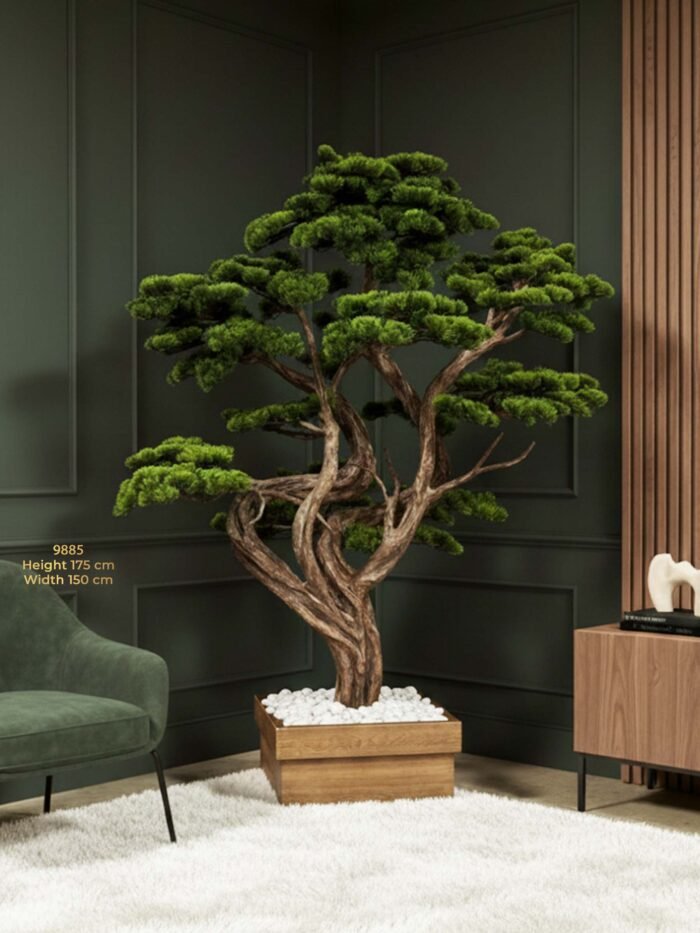 Artificial Bonsai Tree 175cm – Multi-Trunk Pine with Wood Box –  9885