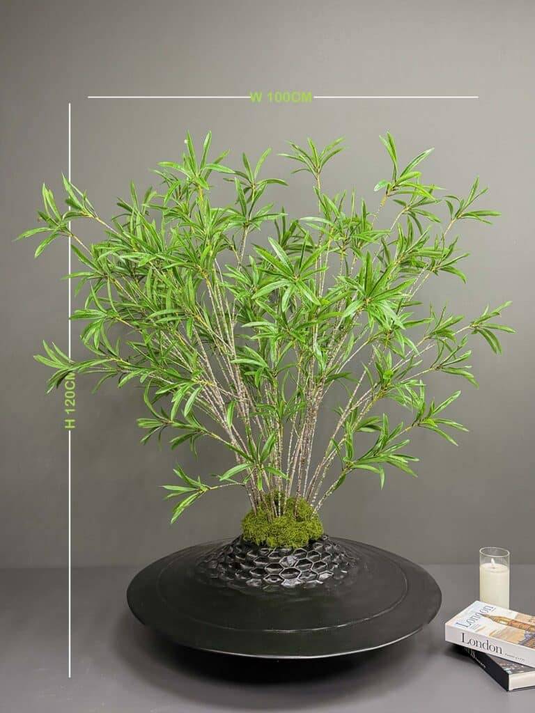 Artificial Willow Leaf Tree on Honeycomb Vessel