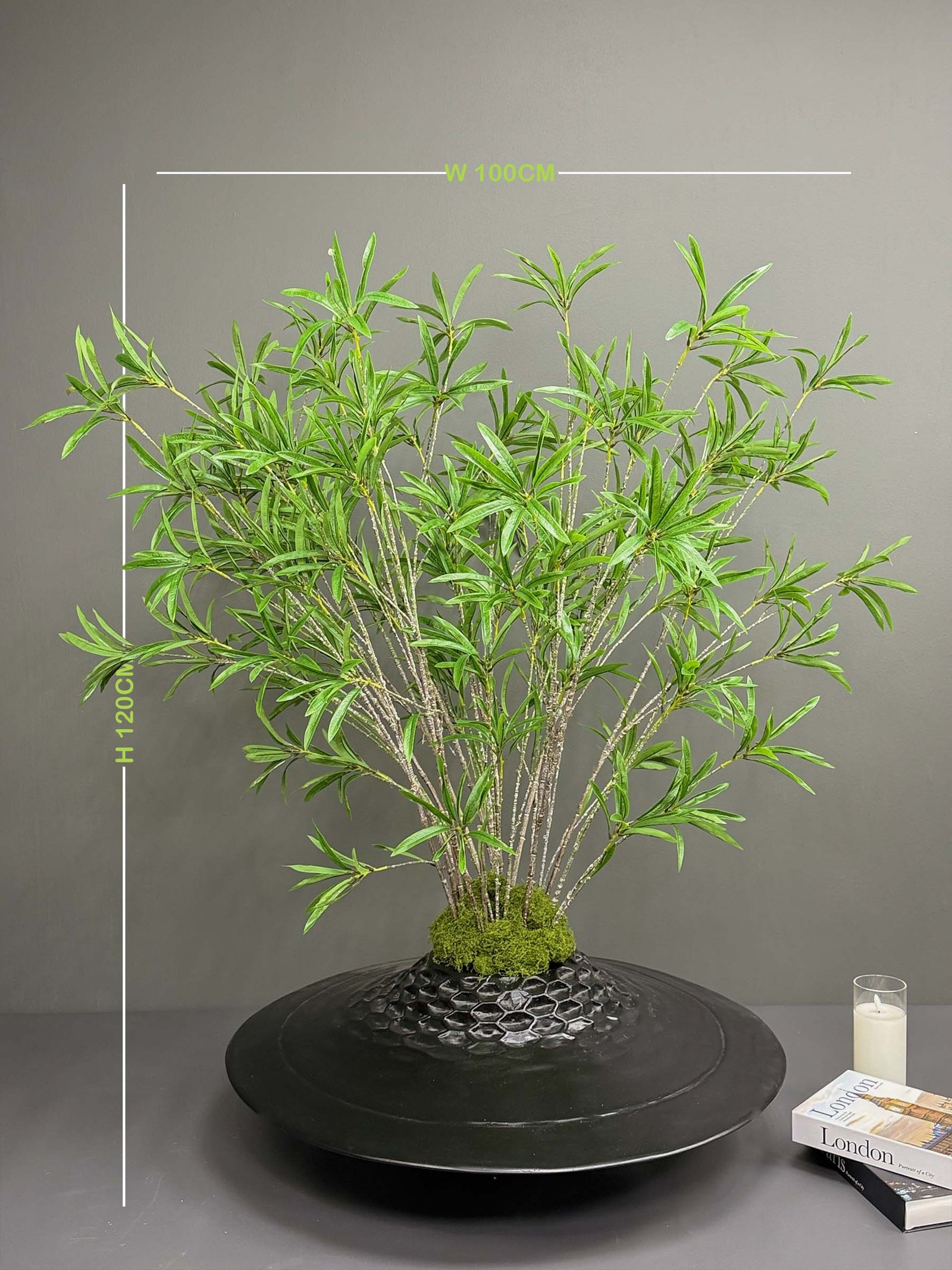 Artificial Willow Leaf Tree on Honeycomb Vessel