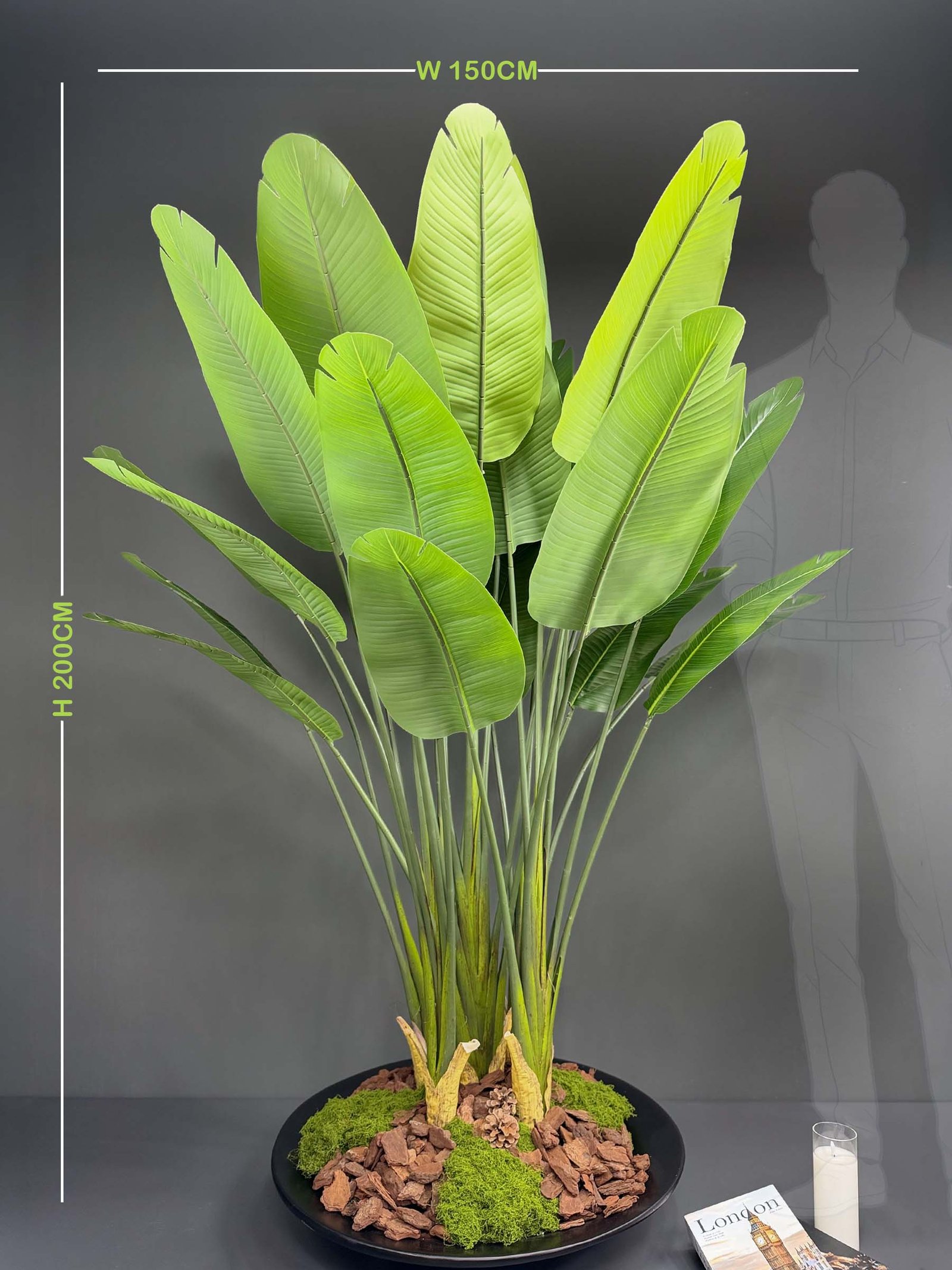 Artificial Banana Leaf Plant on Honeycomb Vessel