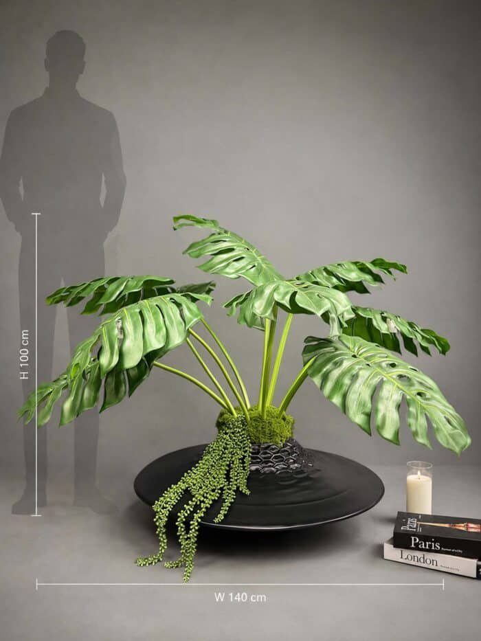 Artificial Monstera on Honeycomb Vessel