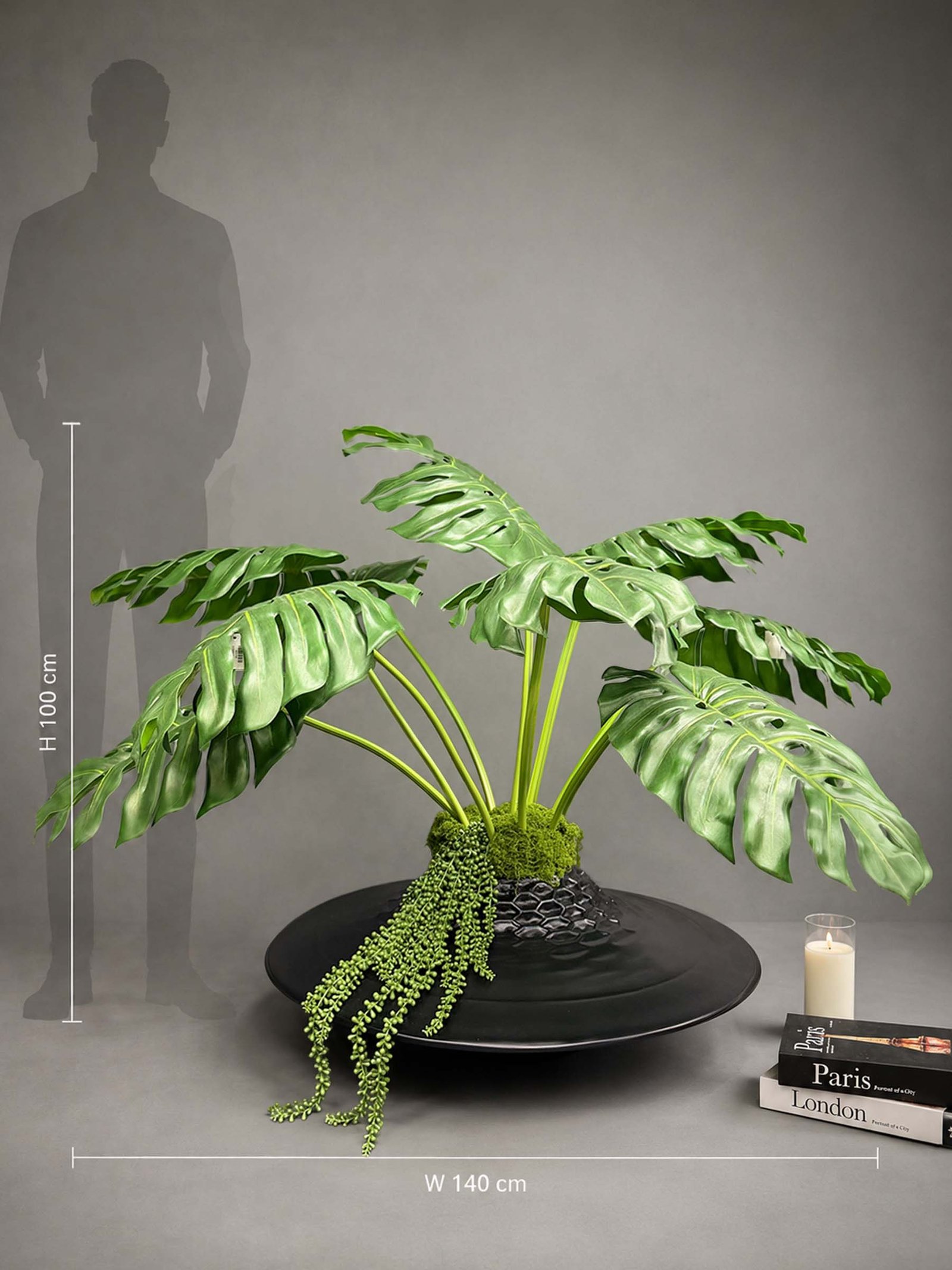 Artificial Monstera on Honeycomb Vessel