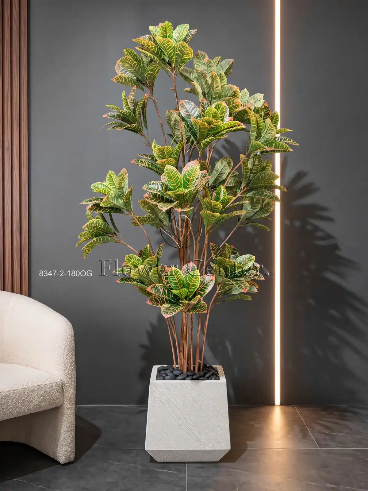 Artificial Croton Tree 180 cm – Variegated Orange and Green Leaves