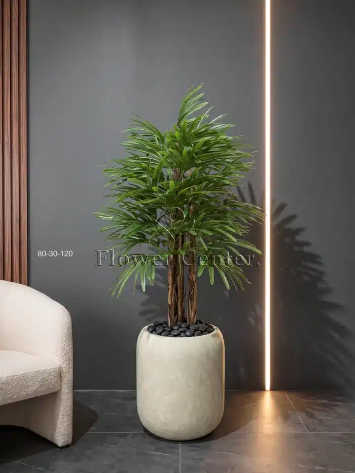 Artificial Lady Palm 120 cm – Rhapis with Bamboo-Look Canes