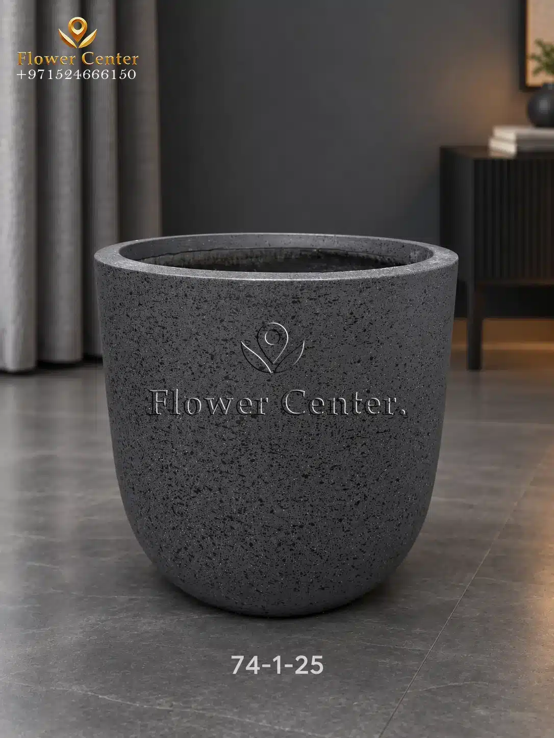 Charcoal Speckled Egg Fibreclay Planter 25 cm
