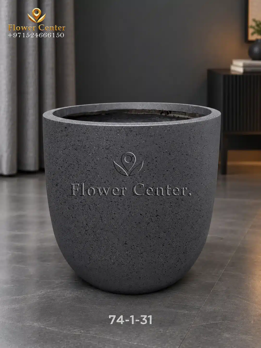 Charcoal Speckled Egg Fibreclay Planter 31 cm