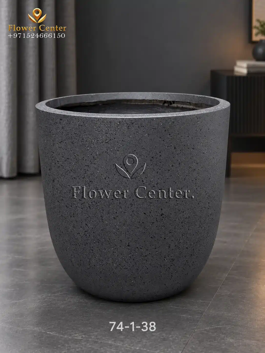 Charcoal Speckled Egg Fibreclay Planter 38 cm