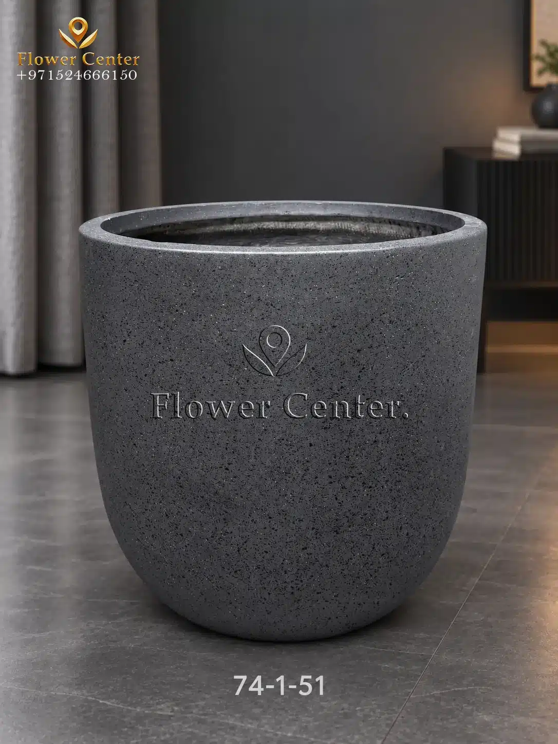 Charcoal Speckled Egg Fibreclay Planter 51 cm