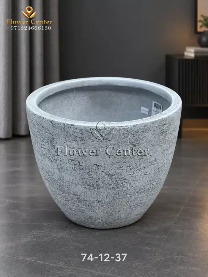 Light Grey Concrete-Look Bowl Fibreclay Planter 37 cm