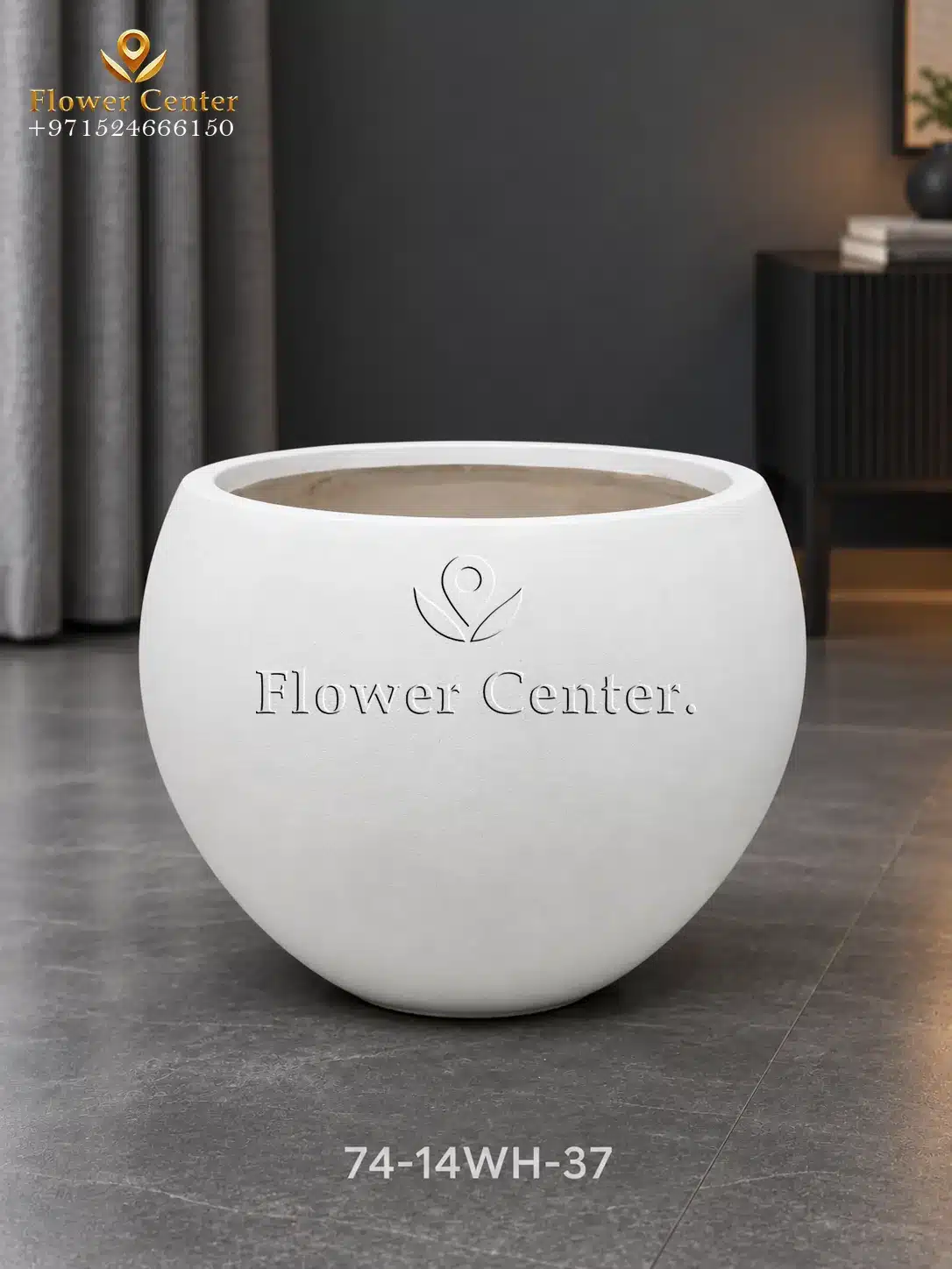 White Globe Fibreclay Planter 37 cm