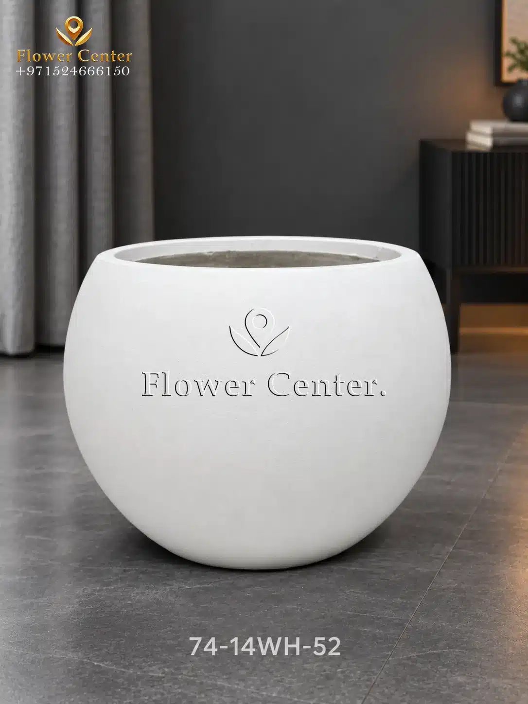 White Globe Fibreclay Planter 52 cm