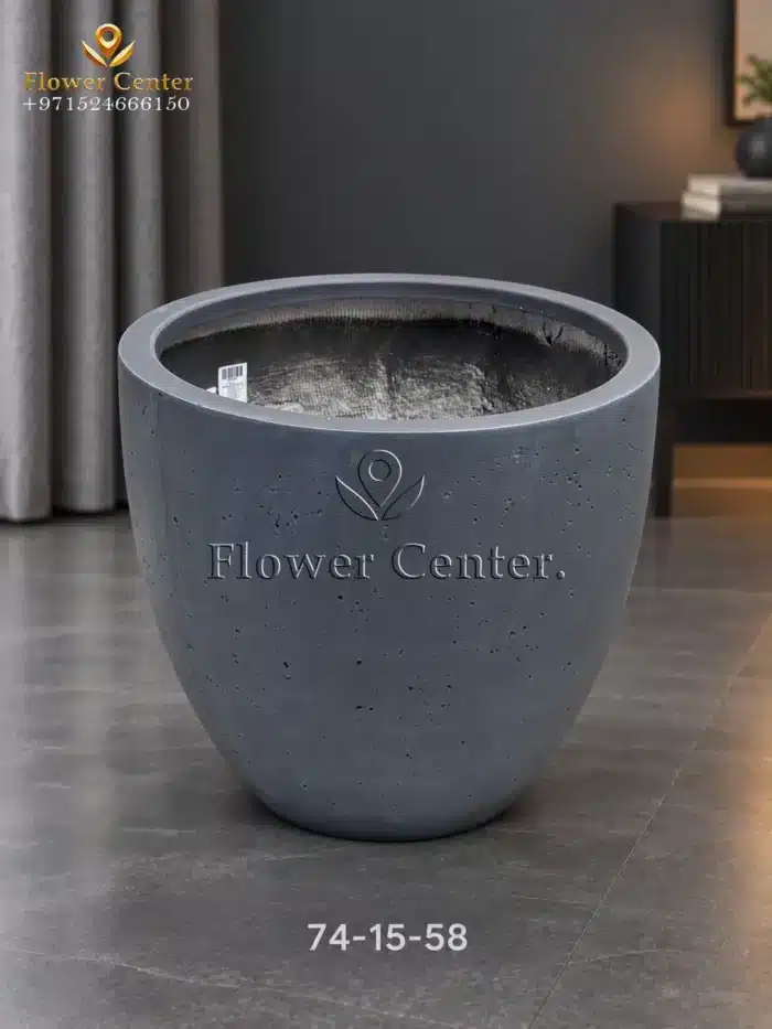 Dark Grey Smooth Egg Fibreclay Planter 58 cm