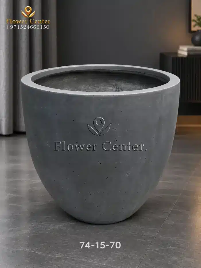Dark Grey Smooth Egg Fibreclay Planter 70 cm