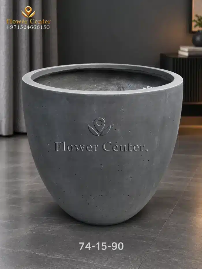 Dark Grey Smooth Egg Fibreclay Planter 90 cm