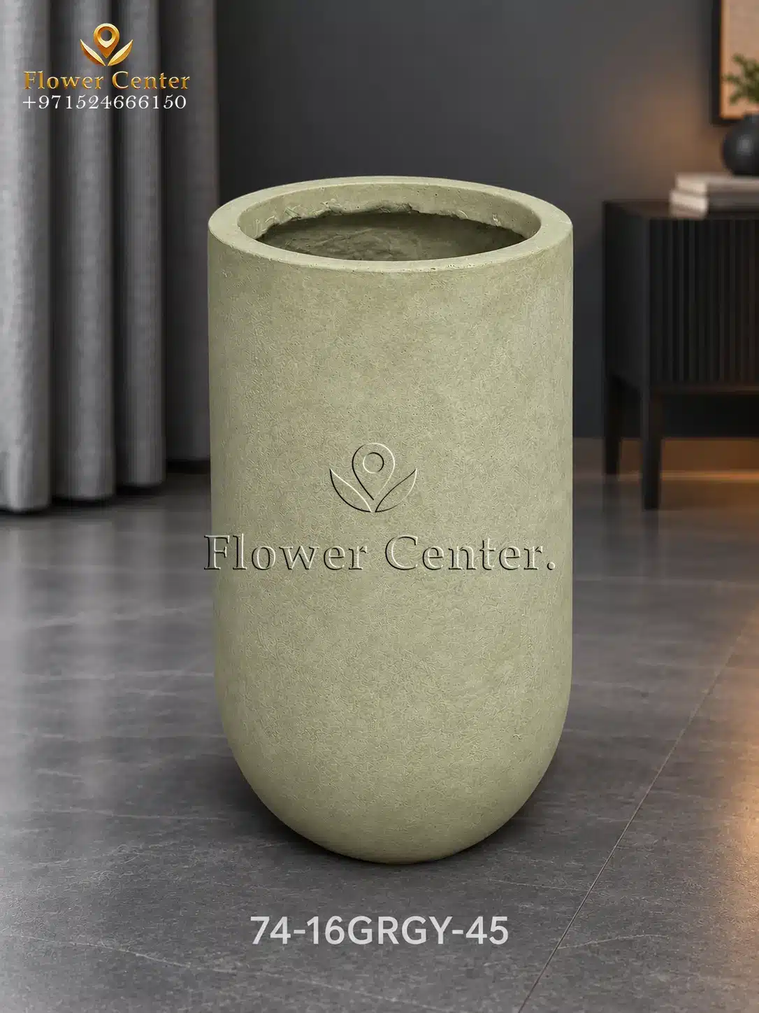 Sage Green Tall Capsule Fibreclay Planter 45 cm