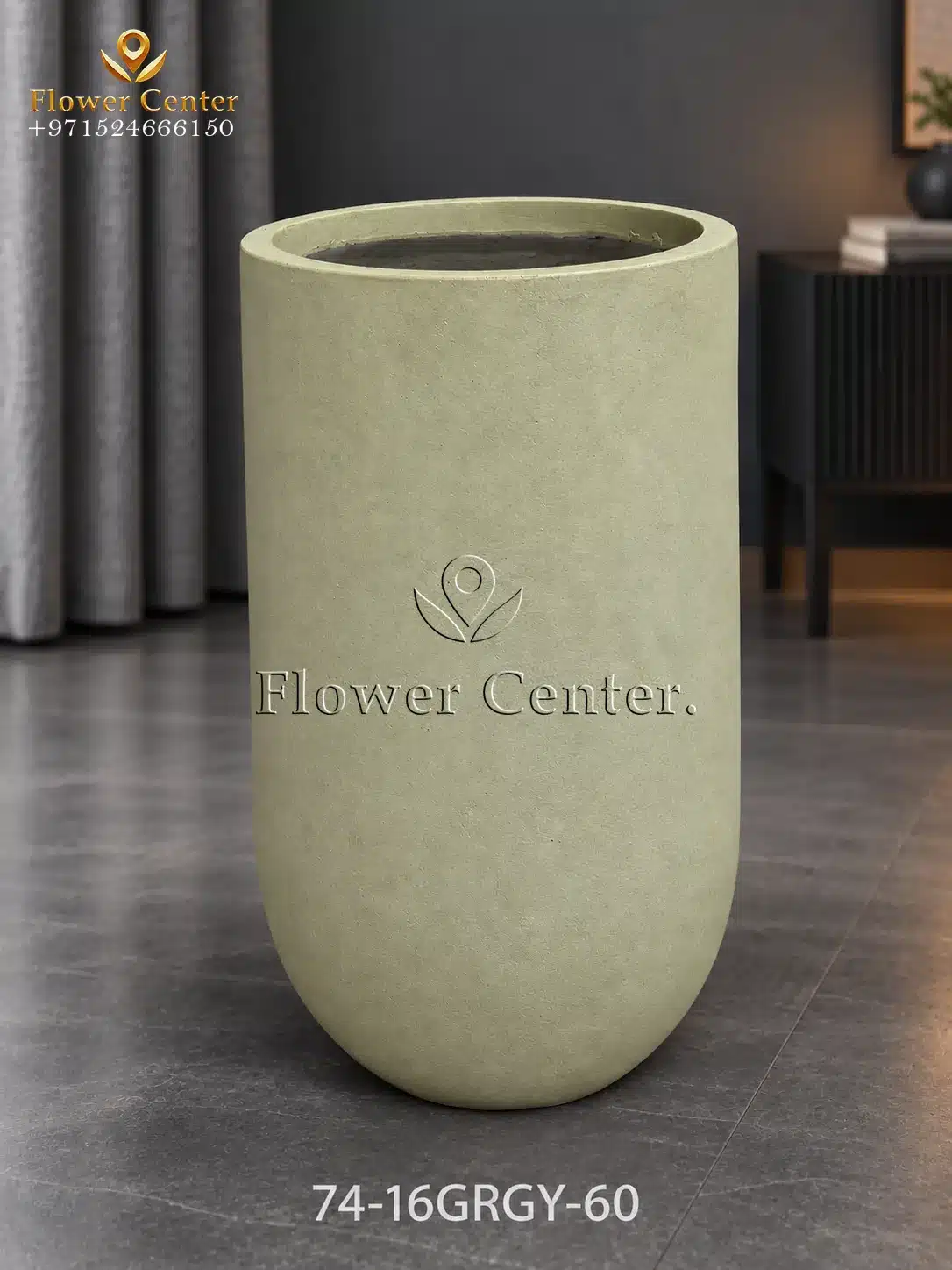 Sage Green Tall Capsule Fibreclay Planter 60 cm