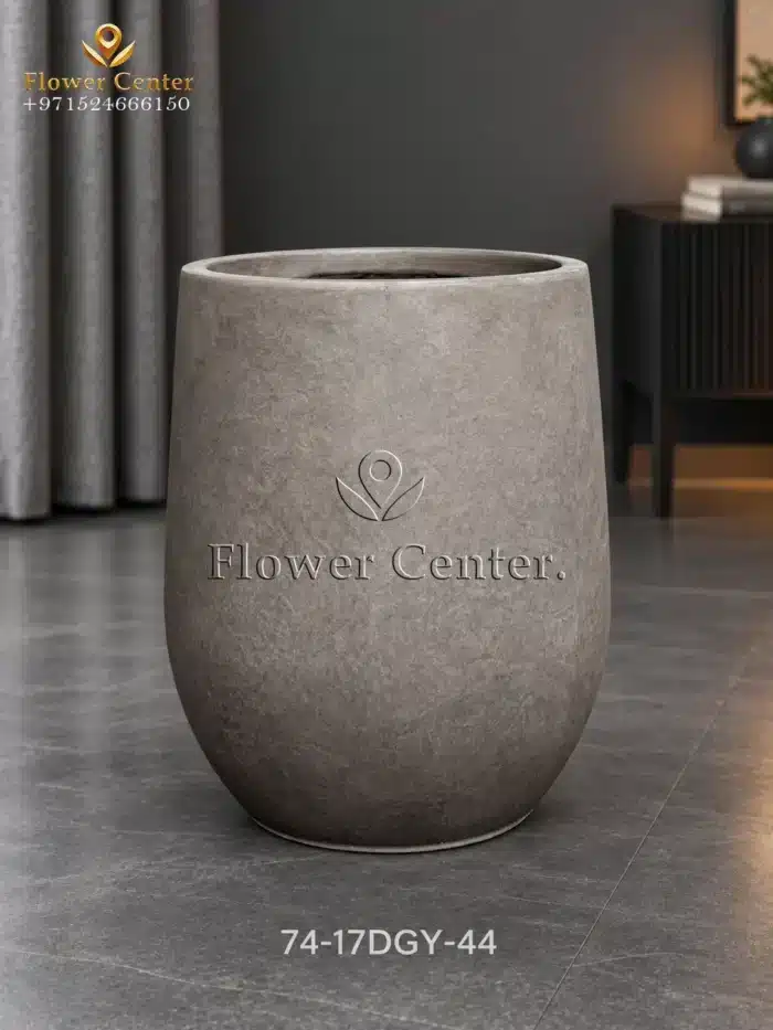 Dark Grey Smooth Egg Fibreclay Planter 37×44 cm