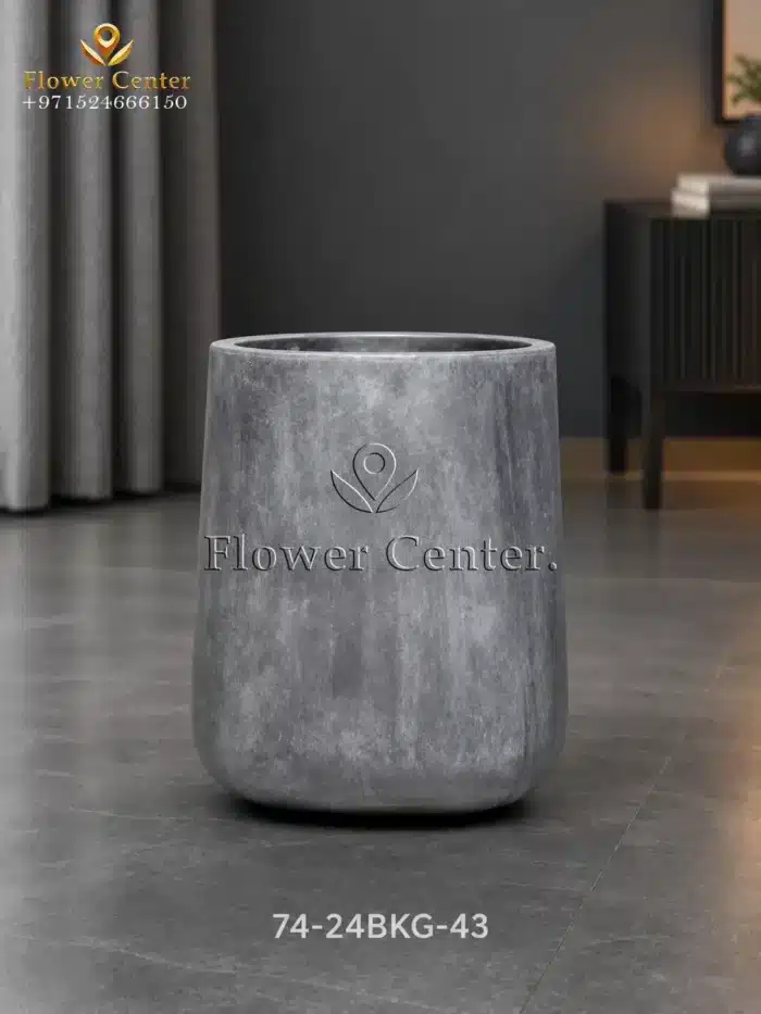 Black-Grey Marbled Cement U-Shape Fibreclay Planter 43 cm