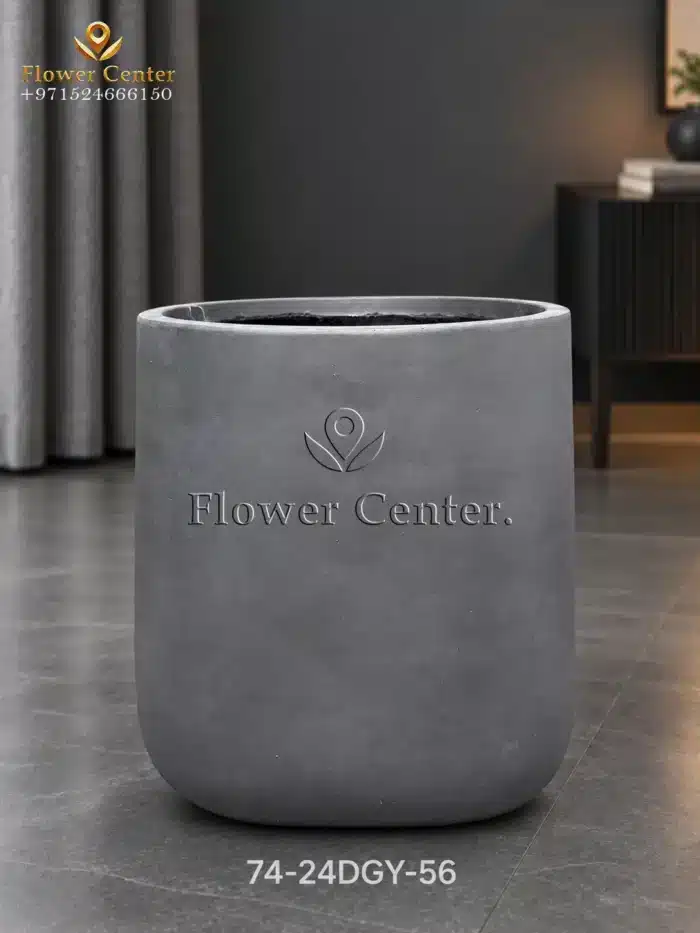 Dark Grey Smooth U-Shape Fibreclay Planter 56 cm