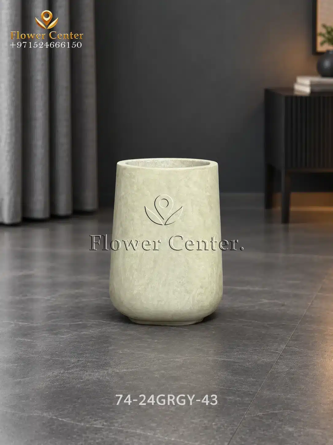 Pale Sage U-Shape Fibreclay Planter 43 cm