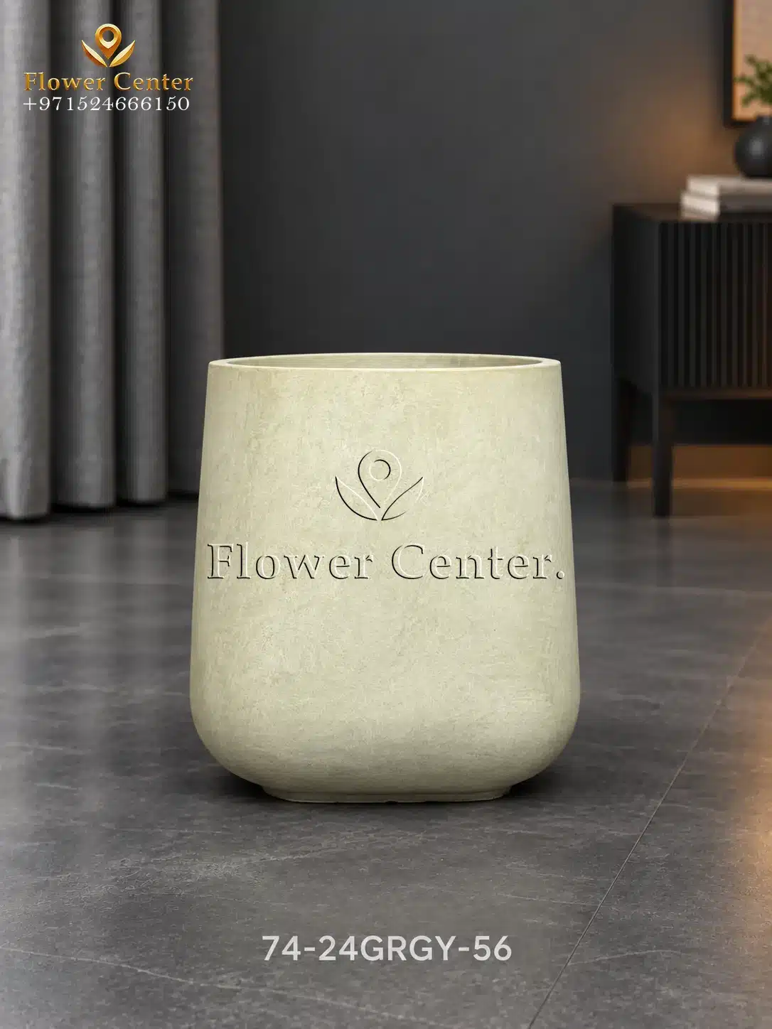 Pale Sage U-Shape Fibreclay Planter 56 cm
