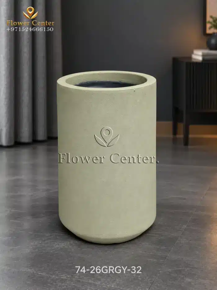 Sage Green Straight Column Fibreclay Planter 32 cm