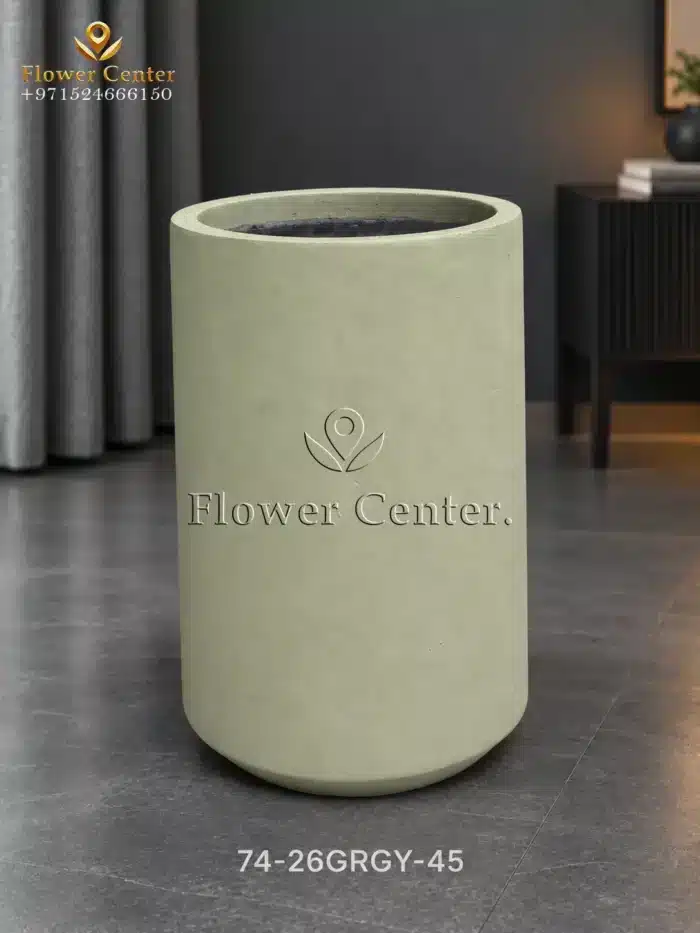 Sage Green Straight Column Fibreclay Planter 45 cm