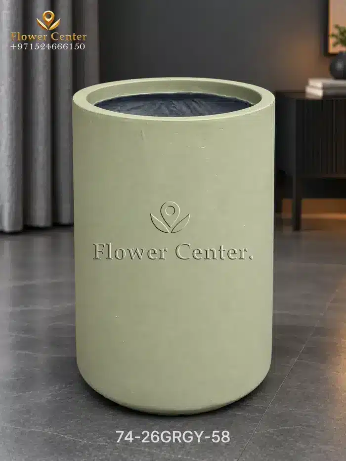 Sage Green Straight Column Fibreclay Planter 58 cm